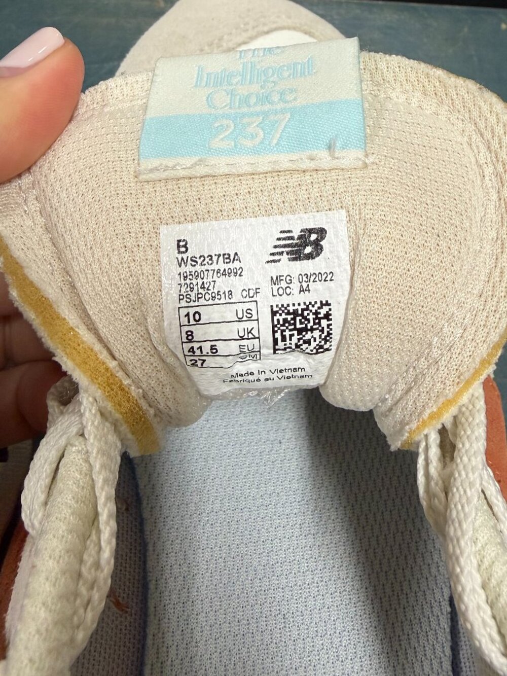New Balance 237 Sneakers Cream Orange Blue - Picture 5 of 5